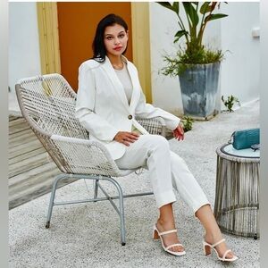 Carcuume Women's Square Toe Two Strap Open Toe Block Heels Sandals Slip On Shoes